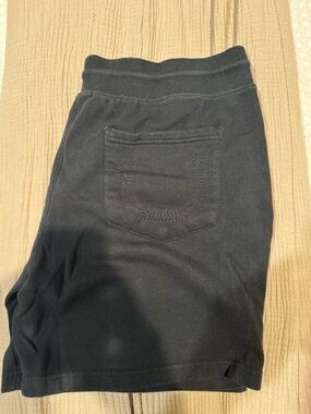 True Religion Black Ribbed Waistband Knit Shorts